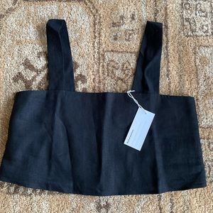 Reformation Lorin Black Linen Top - Medium